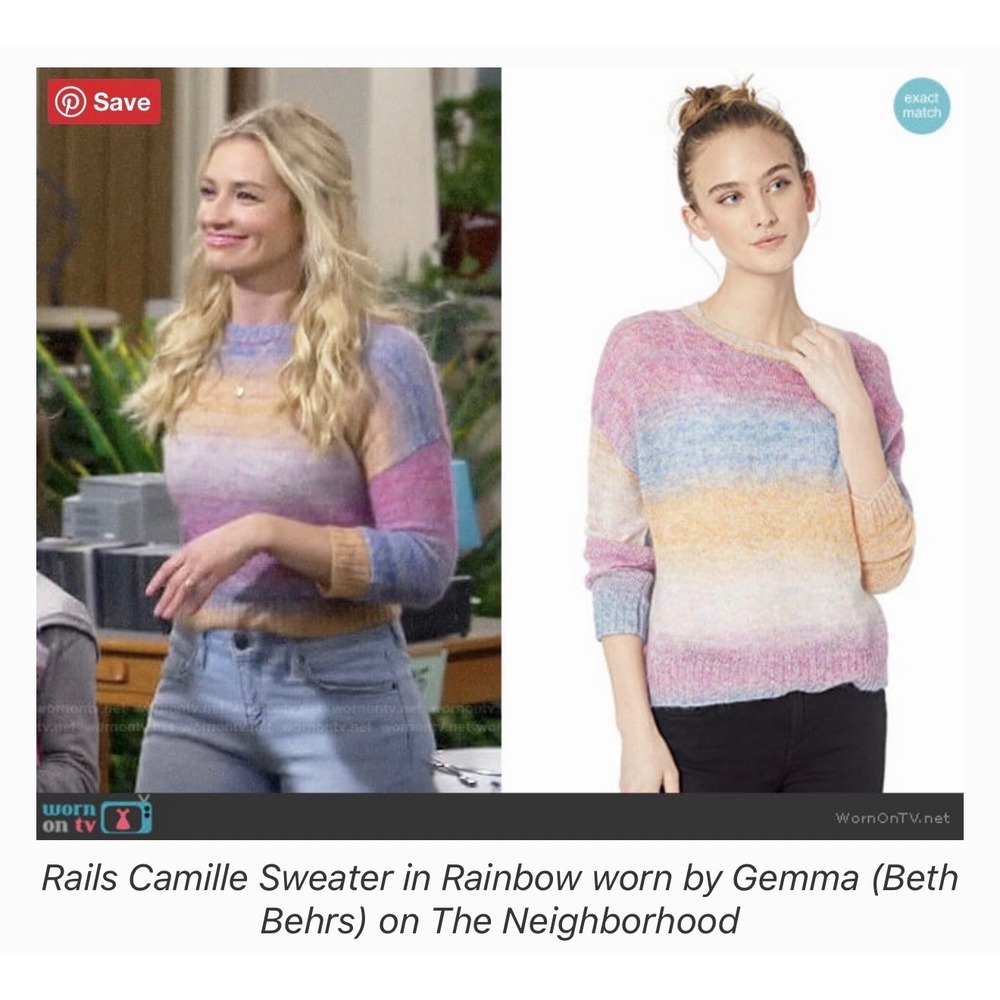 ASO Rails Women XS Camille Rainbow Sweater Mohair Wool Ombre Stripe Knit Mermaid